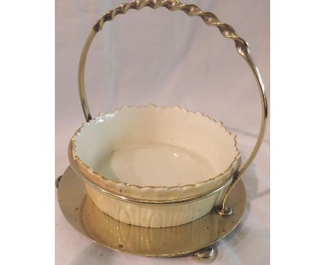 Locke &amp; Co Worcester basket on a plated stand, H: 12 cm. P&amp;P Group 1 (£14+VAT for the first lot and £1+VAT for subseq