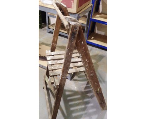 Two tread wooden step ladder. Not available for in-house P&amp;P 