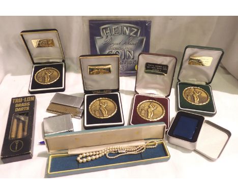 Mixed collectables including medallions and Tru-Lon brass darts. P&amp;P Group 1 (£14+VAT for the first lot and £1+VAT for su