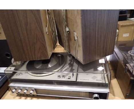 Philips automatic music centre, with speakers. All electrical items in this lot have been PAT tested for safety and have pass