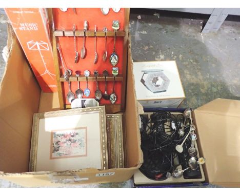 Mixed homewares including a boxed music stand, prints, cordless phone etc. Not available for in-house P&amp;P 