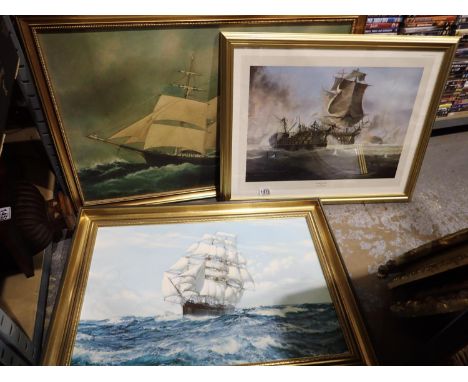 Two shipping prints and an oleograph. Not available for in-house P&amp;P 