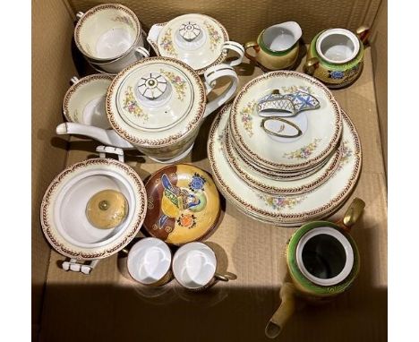 Mixed Japanese ceramics including Samurai China and a Limoges ceramic shoe. P&amp;P Group 3 (£25+VAT for the first lot and £5