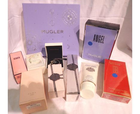 Collection of mixed new and part used perfumes to include Zara, most are sealed in box, one Angel has about 1/3 remaining. P&