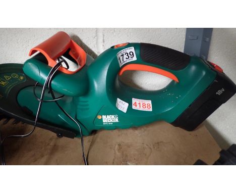 Black &amp; Decker GT610 battery hedge trimmer with battery and charger. All electrical items in this lot have been PAT teste