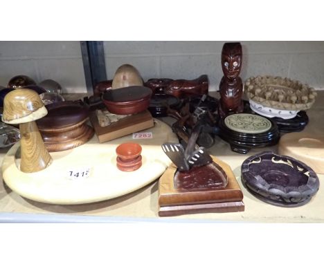 Mixed stand bases and a quantity of treen. Not available for in-house P&amp;P 