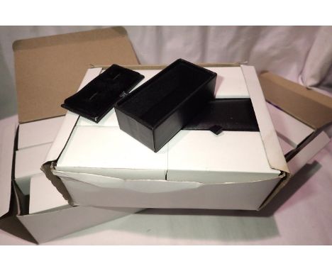 Thirty five black leather earring/cufflink boxes. P&amp;P Group 1 (£14+VAT for the first lot and £1+VAT for subsequent lots) 