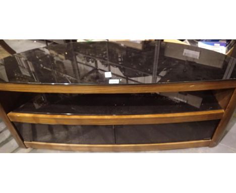 Modern black glass and oak television stand. Not available for in-house P&amp;P 