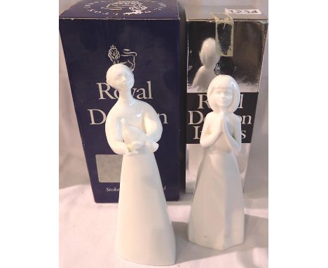 Two Royal Doulton ceramic figurines, Peace HN 2470 and God Bless You HN 3400, both boxed. P&amp;P Group 2 (£18+VAT for the fi