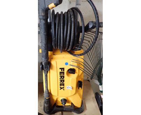 Ferrex pressure washer with lance arm and attachments. All electrical items in this lot have been PAT tested for safety and h