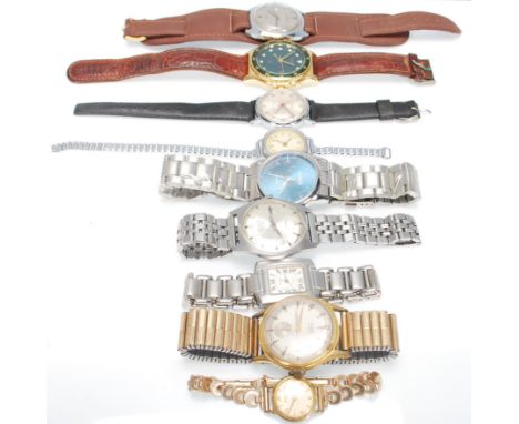 A selection of vintage 20th Century gentleman's wrist watches to include Sekonda, Accurist, Timex, Berge, Tim Tech, Avia (gol
