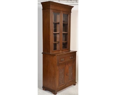 A Victorian 19th century walnut secretaire bureau bookcase. Raised on plinth base with cupboard under pull out / fall front s