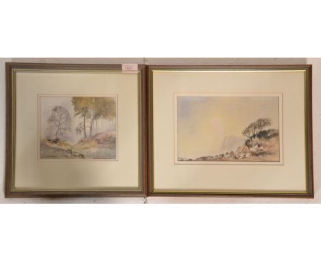 David Bellamy. A pair of 20th Century Watercolour paintings of landscapes and seascapes. The first is entitled Misty Woodland