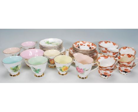 A vintage 20th Century decorative tea service by Roslyn China series of six authentic world famous Wheatcroft Roses pattern h