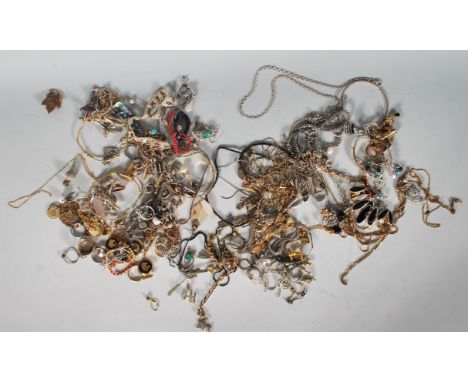 A good collection of vintage and latter costume jewellery to include multiple gold and silver tone jewellery, necklaces, vari