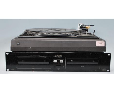 Hi-Fi- A Dual 505 - 2 belt drive record player turntable finished in black. Sadly missing the perspex cover. Together with a 