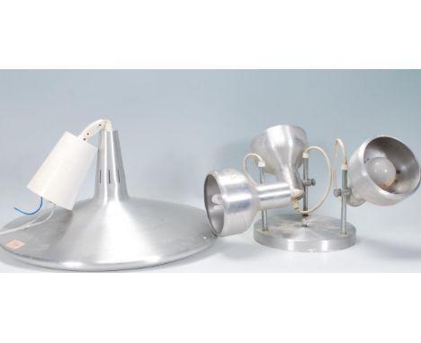 A good retro 20th Century&nbsp;ceiling light lamp fixture of UFO shape, finished in chrome with a plastic honeycomb diffuser.