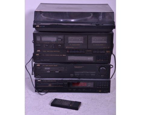 Hi-Fi - A JVC stacking system consisting of AL-A151 Auto-Return Turntable, TD-WIX Stereo Double cassette Deck, AX-11 Stereo I