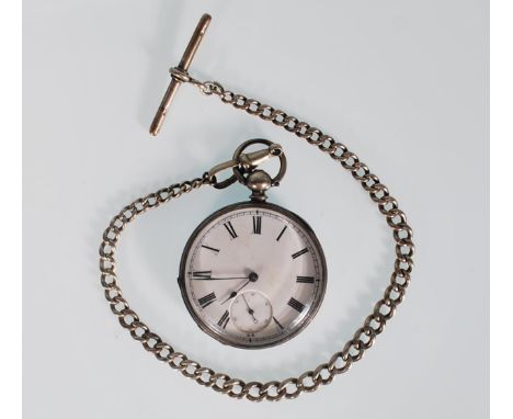 A late 19th / early 20th Century Continental pocket watch with enamel face, Roman Numeral chapter ring, subsidiary seconds di