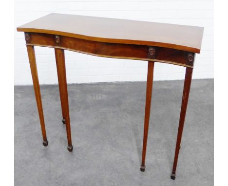 Mahogany serpentine console table on square tapering legs with spade feet, 81 x 91cm