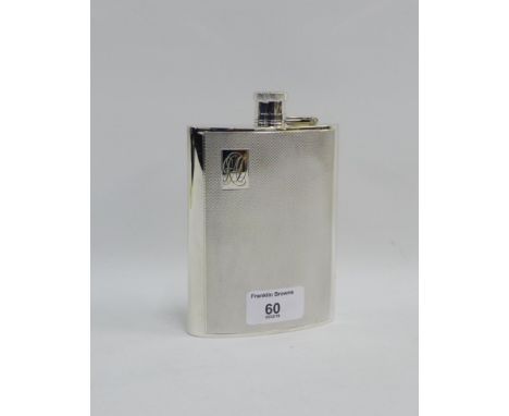 Whitehill Ltd, Epns hip flask with engine turned decoration 15cm high 