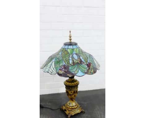 Contemporary table lamp with Tiffany style shade 