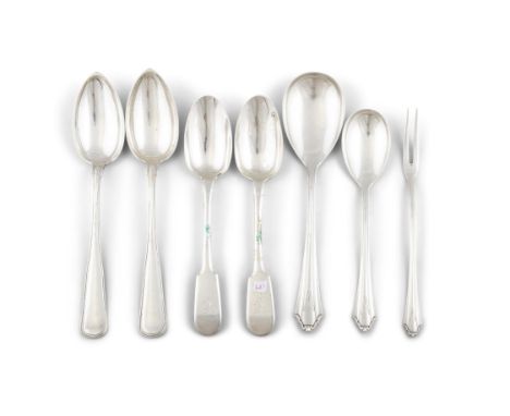 A PAIR OF 19TH CENTURY RUSSIAN SILVER TABLE SPOONS, St Petersburg, 1863, makers mark of Gustav Magnus Akerblom, assay mark of