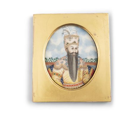 IRANIAN SCHOOL, 19TH CENTURY * A miniature portrait of an Iranian Prince, possibly Abbas Mirza Gouache and gilt on ivory, ova