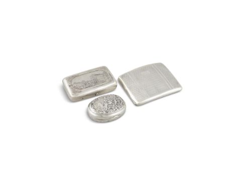 A 19TH CENTURY SILVER RUSSIAN SNUFF BOX, assay mark of 'A.K, 1881', lacking town mark but possibly Moscow, mark of 'P K' in C