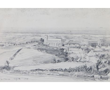 David Poole (British, 1935-1995) 
'Salthouse, Norfolk 1978'
signed David Poole (lower right), pencil drawing
24 x 36cm

'Arti
