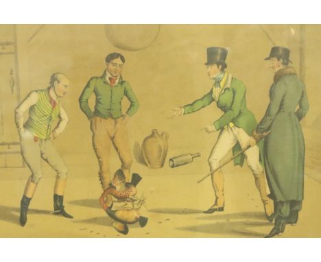 A pair of Victorian lithograph, Cock Fighting, published by T McLean c1820, 18 x 28 cm. Not available for in-house P&amp;P, c
