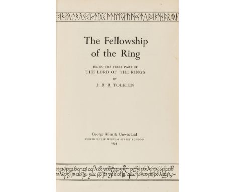 Tolkien (J.R.R.) The Fellowship of the Ring, first edition, folding map with small tear at fold, marginal yellow stain to a f