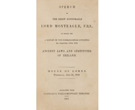 NO RESERVE Ireland.- Monteagle (Thomas Spring-Rice, Baron) The necessity and consequences of colonization : substance of a sp