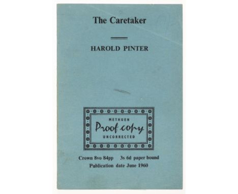 Pinter (Harold) The Caretaker, uncorrected proof copy, signed presentation inscription from the author to title, original wra