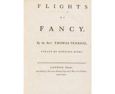 Penrose (Rev. Thomas) Flight of Fancy, previous owner's ink signature, corrections inserted by hand, modern cloth, J. Walter 