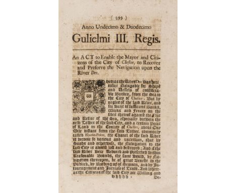 NO RESERVE Canals &amp; Roads.- An Act to enable the mayor and citizens of the city of Chester, to recover and preserve the n