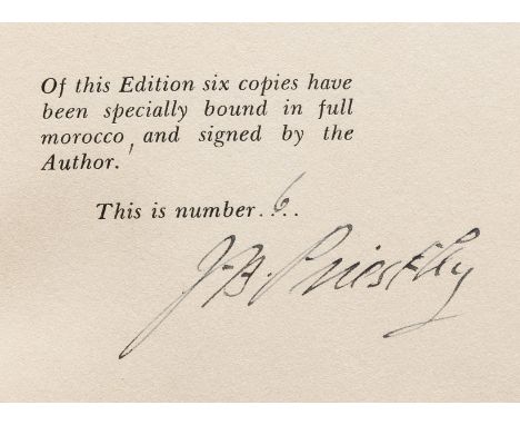 Priestley (J.B.) Wonder Hero, first edition, number 6 of 6 copies signed and numbered by author, original red morocco by Wood