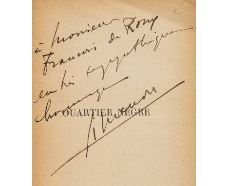 Simenon (Georges) Quartier Nègre, first edition, signed presentation inscription from the author to half-title, light brownin