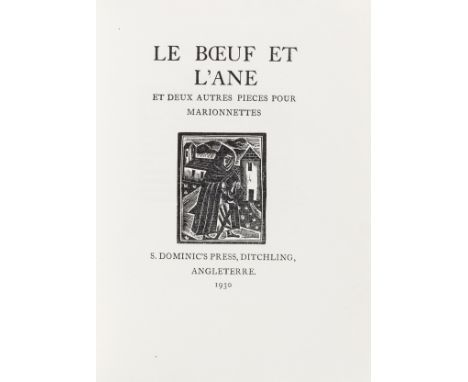 St.Dominic's Press.- Boeuf (Le) et l'Ane..., number 13 of 120 copies, wood-engraving on title by David Jones, original roan-b