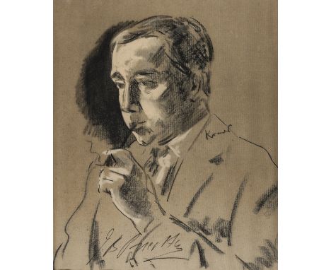 NO RESERVE Priestley J.B..- Kramer (Jacob) Portrait of J.B. Priestley, black, grey and white chalks, on buff laid paper, shee