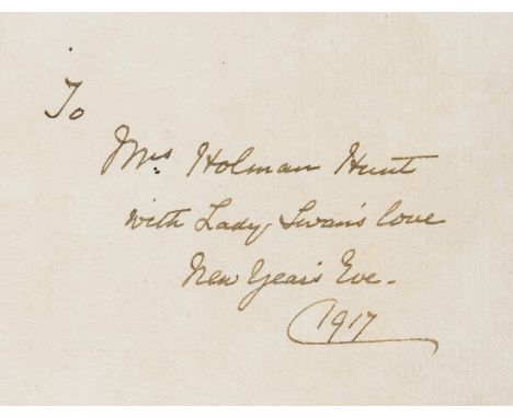 Pre-Raphaelites.- Swan Family Poems, Grave and Gay, inscribed to Mrs. Holman Hunt by Lady Swan, frontispiece, original cloth,
