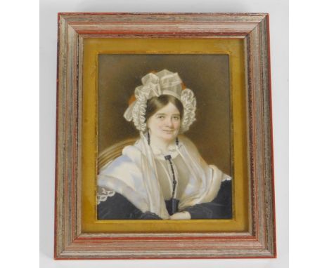 Charles Foot Taylor (early 19thC). Portrait of a lady. half length seated, miniature, attributed verso, dated 1824, 9.5cm x 7