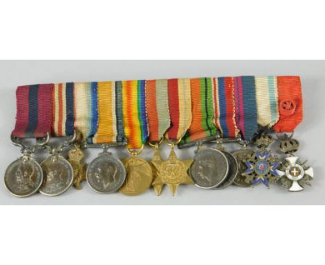 A collection of 12 miniature medals, to include the Distinguished Conduct Medal, Medal for Bravery in the Field, the 1914-15 