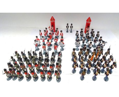 Reisler plastic Danish Red and Blue Livgards with Bands and two sentry boxes, with Herald and other Highlanders and converted