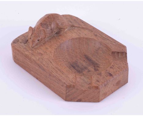 A Robert Thompson of Kilburn 'Mouseman' oak ashtray, 10cm wide. marked on the base 'Kilburn, Mouse'.
