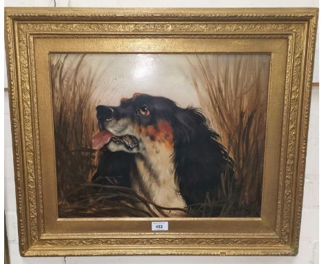 Alfred Wheeler:  head portrait of a gun dog, oil on board, signed, 15" x 18.5", framed 