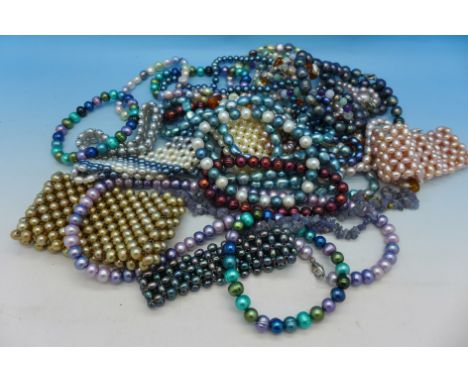 Cultured pearl and other necklaces and bracelets