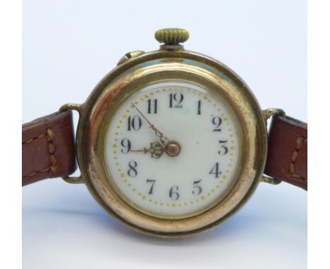 A lady's silver and enamel wristwatch, a/f