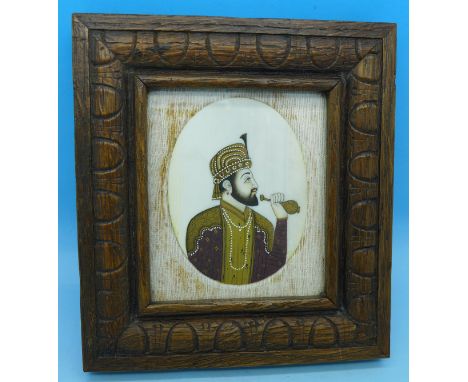 A framed miniature portrait