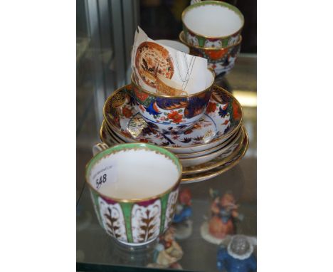 A mixed collection of ceramics to include three Spode and two Davenport gilt decorated cups and saucers together with further